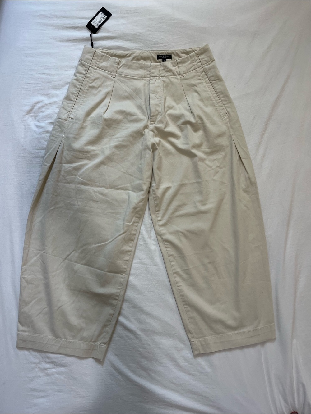 rag & bone Cream Wide-Leg Chino Pants
